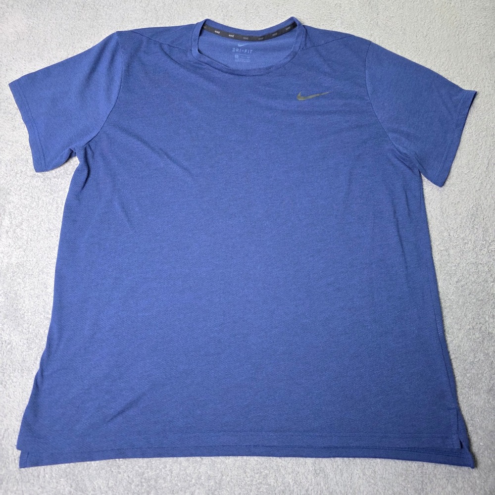 Nike Mens XXL T-Shirt Blue Dri-FIT Heathered Training Activewear Short Sleeve